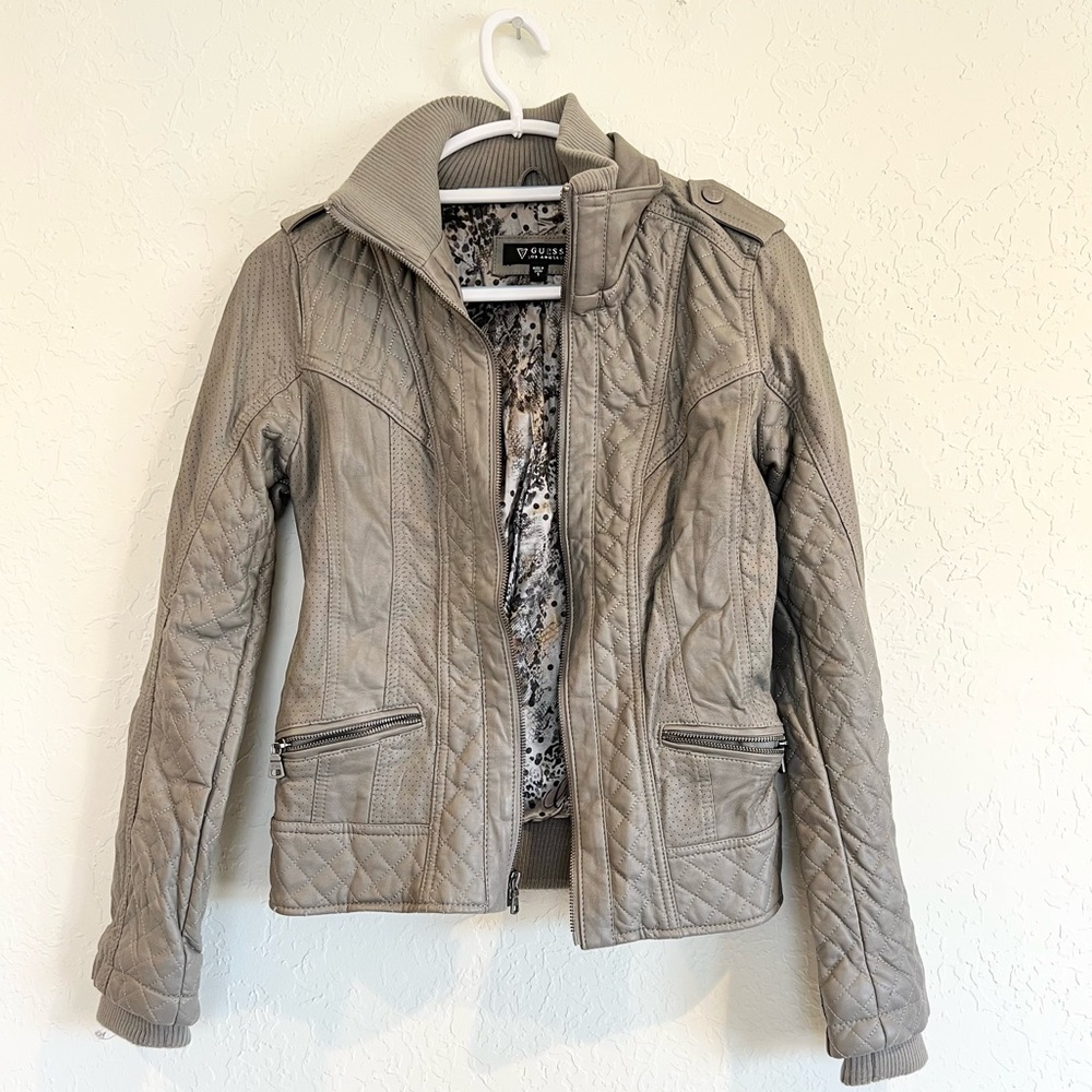 Quilted GUESS Leather Jacket